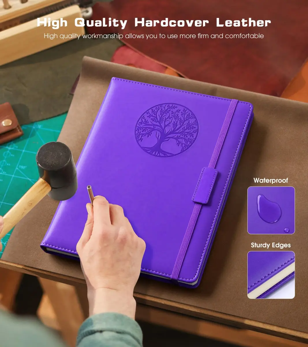 Biuwory Lined Journal Notebook B5 Large Hardcover Leather Journal 256 Pages | Acid-Free Paper for Writing - view 2