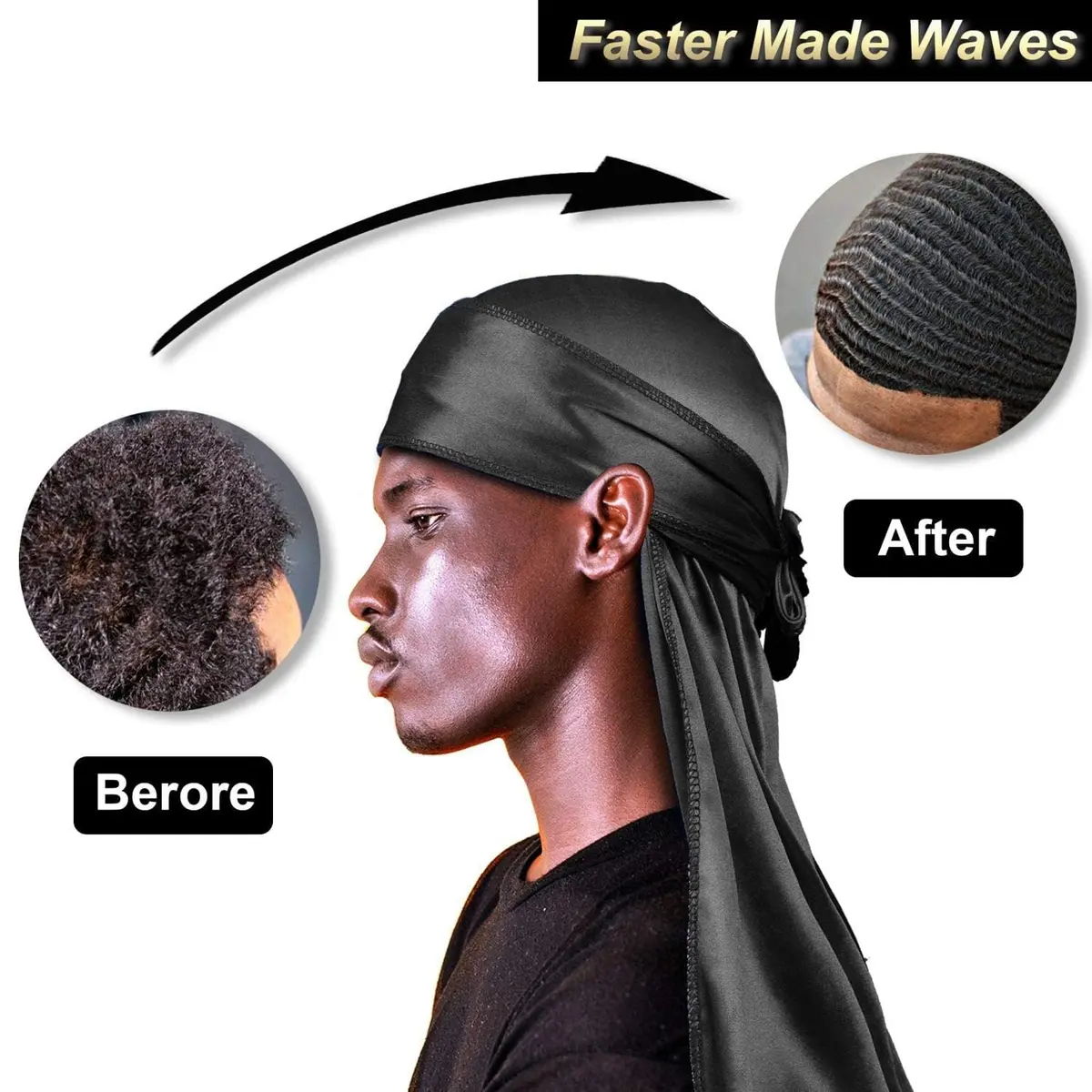 BE BIGEDDIE 12Pcs Durags for Men, Satin Silk Headbands with Long Tail & Wide Straps, Unisex - view 4