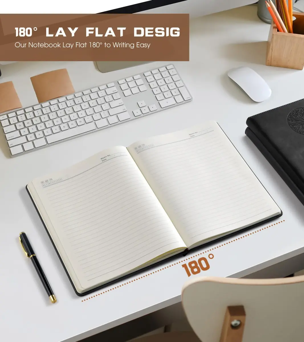 Biuwory Lined Journal Notebook A4 Large Hardcover Leather 256 Pages | Smooth Ink Flow Acid-Free Paper - view 5
