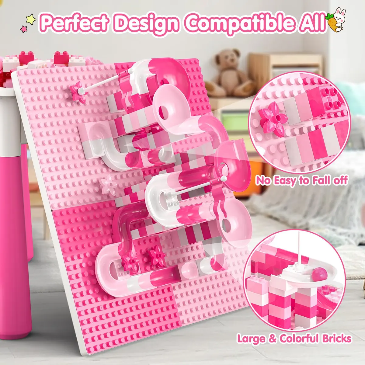 OCATO Kids Table and Chair Set Kid Water Table Activity Tables | 152PCS Building Blocks & 2 Rabbit Chairs | For Ages 3-10 - view 5
