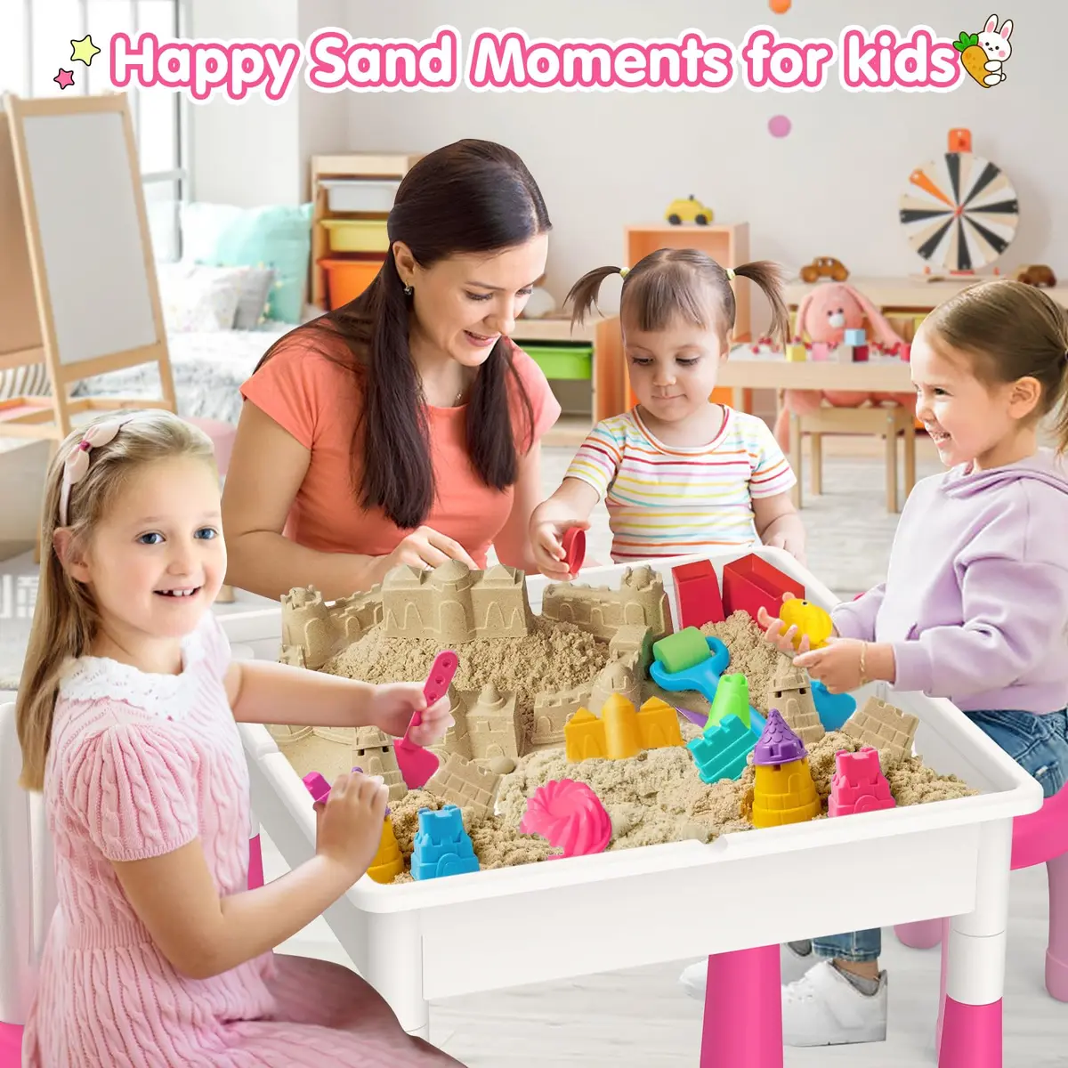 OCATO Kids Table and Chair Set Kid Water Table Activity Tables | 152PCS Building Blocks & 2 Rabbit Chairs | For Ages 3-10 - view 8