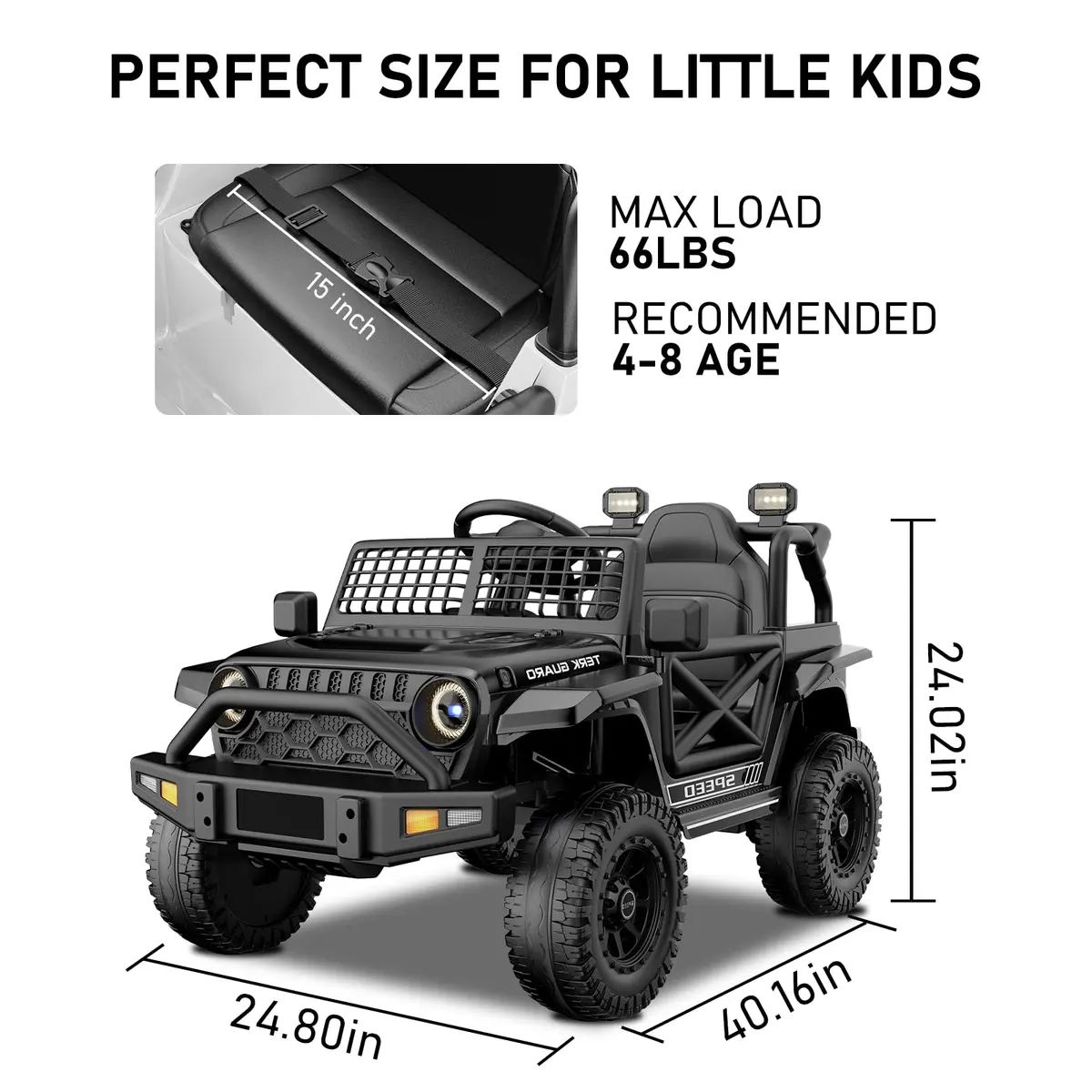 YunTopKids 12V Ride-On Toy Car for Kids 4-8 | Remote Control, Bluetooth, LED Lights - view 5