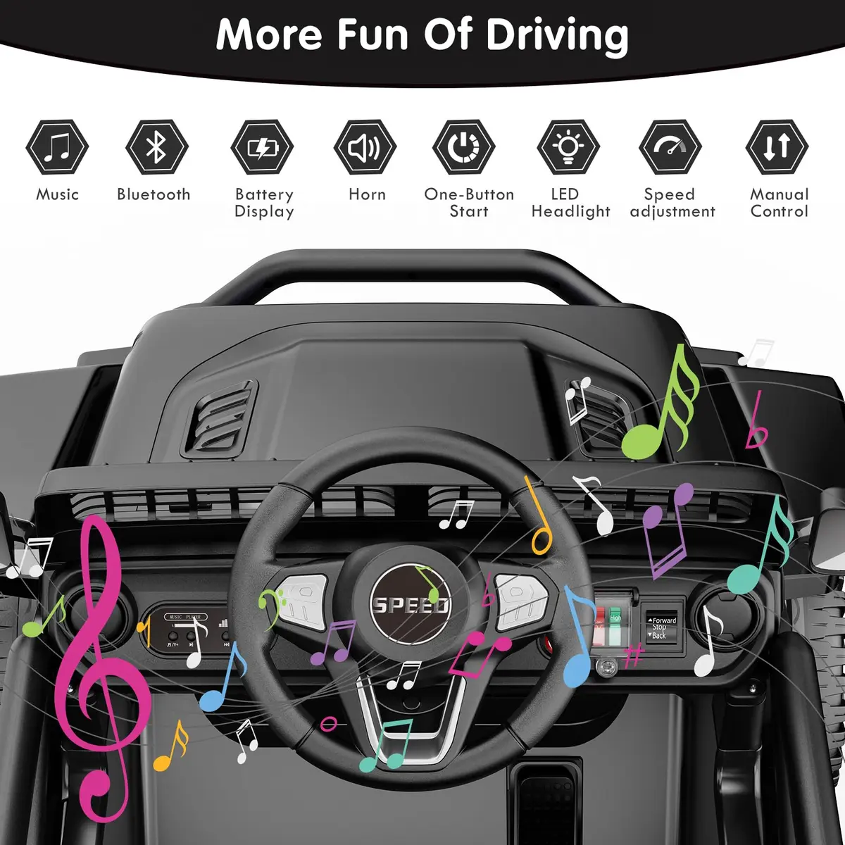 YunTopKids 12V Ride-On Toy Car for Kids 4-8 | Remote Control, Bluetooth, LED Lights - view 6
