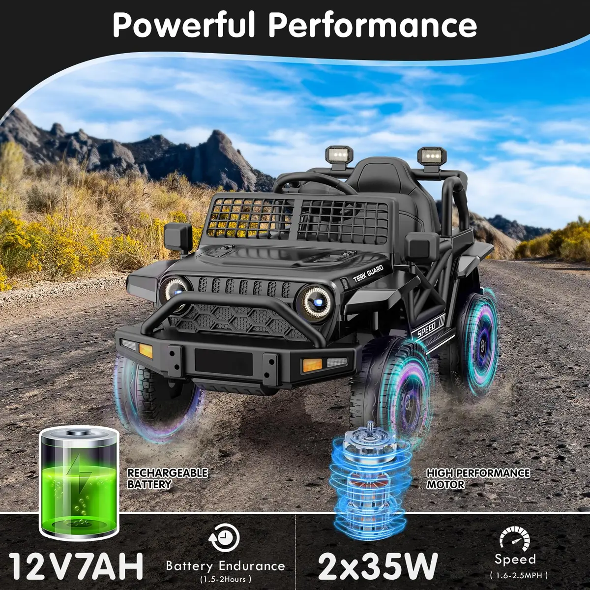 YunTopKids 12V Ride-On Toy Car for Kids 4-8 | Remote Control, Bluetooth, LED Lights - view 2