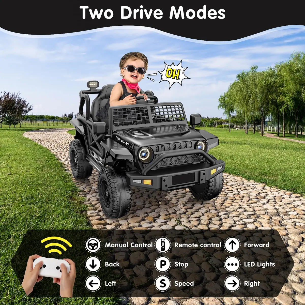 YunTopKids 12V Ride-On Toy Car for Kids 4-8 | Remote Control, Bluetooth, LED Lights - view 3
