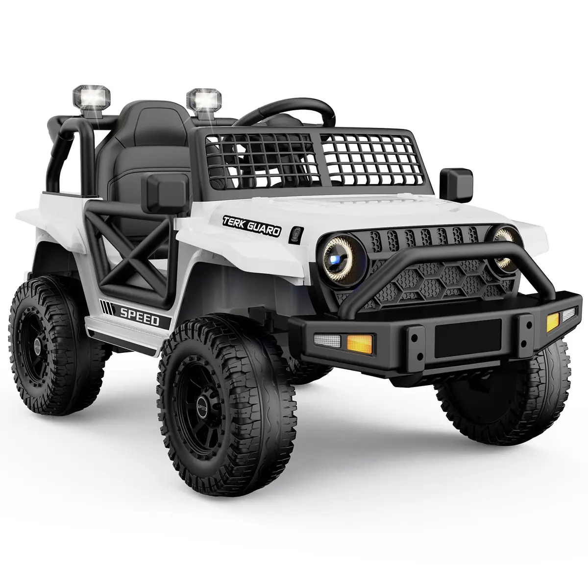 YunTopKids 12V Ride-On Toy Car for Kids | 7Ah Battery, Remote Control, White - main product image