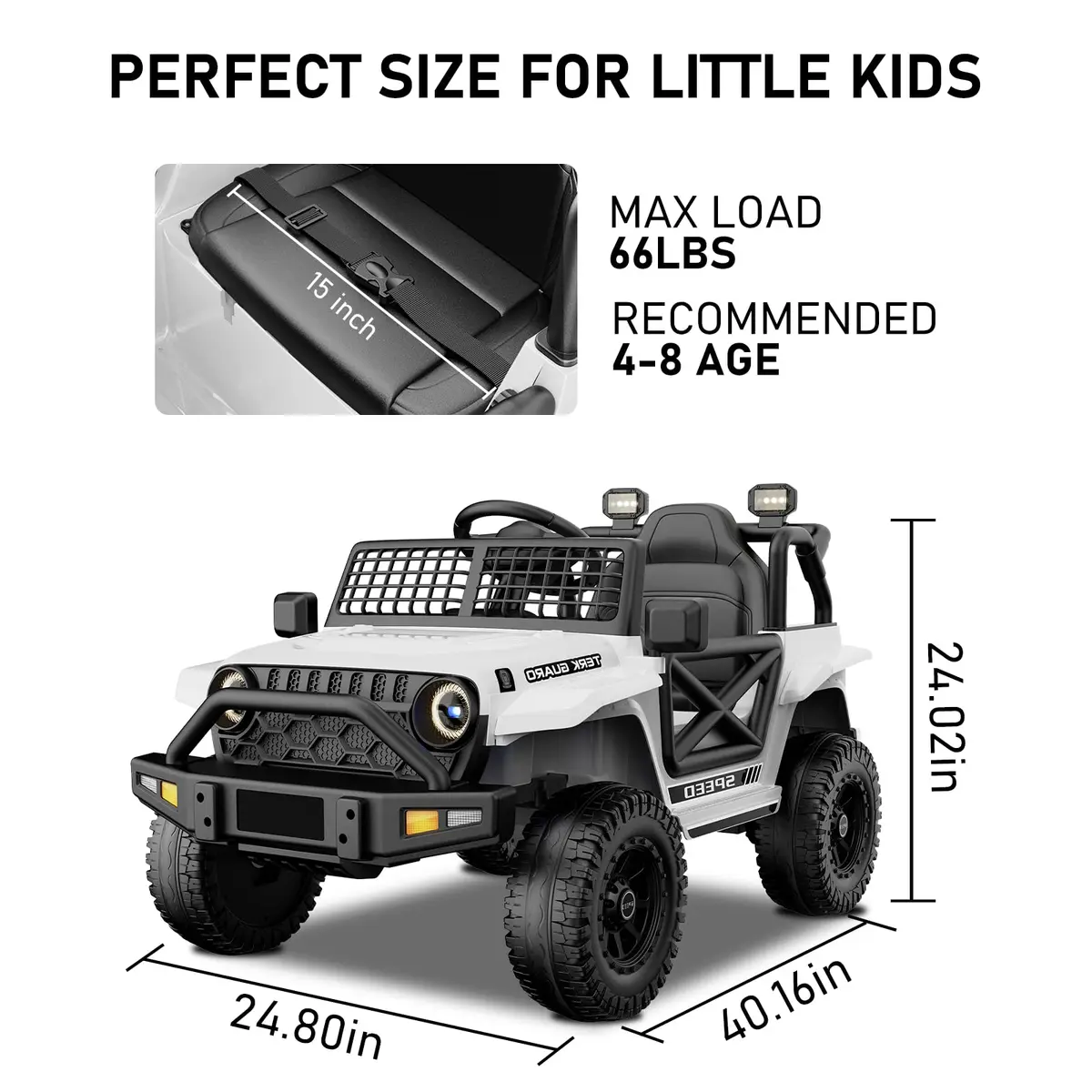 YunTopKids 12V Ride-On Toy Car for Kids | 7Ah Battery, Remote Control, White - view 5