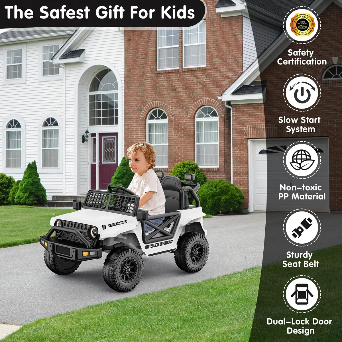YunTopKids 12V Ride-On Toy Car for Kids | 7Ah Battery, Remote Control, White - view 7