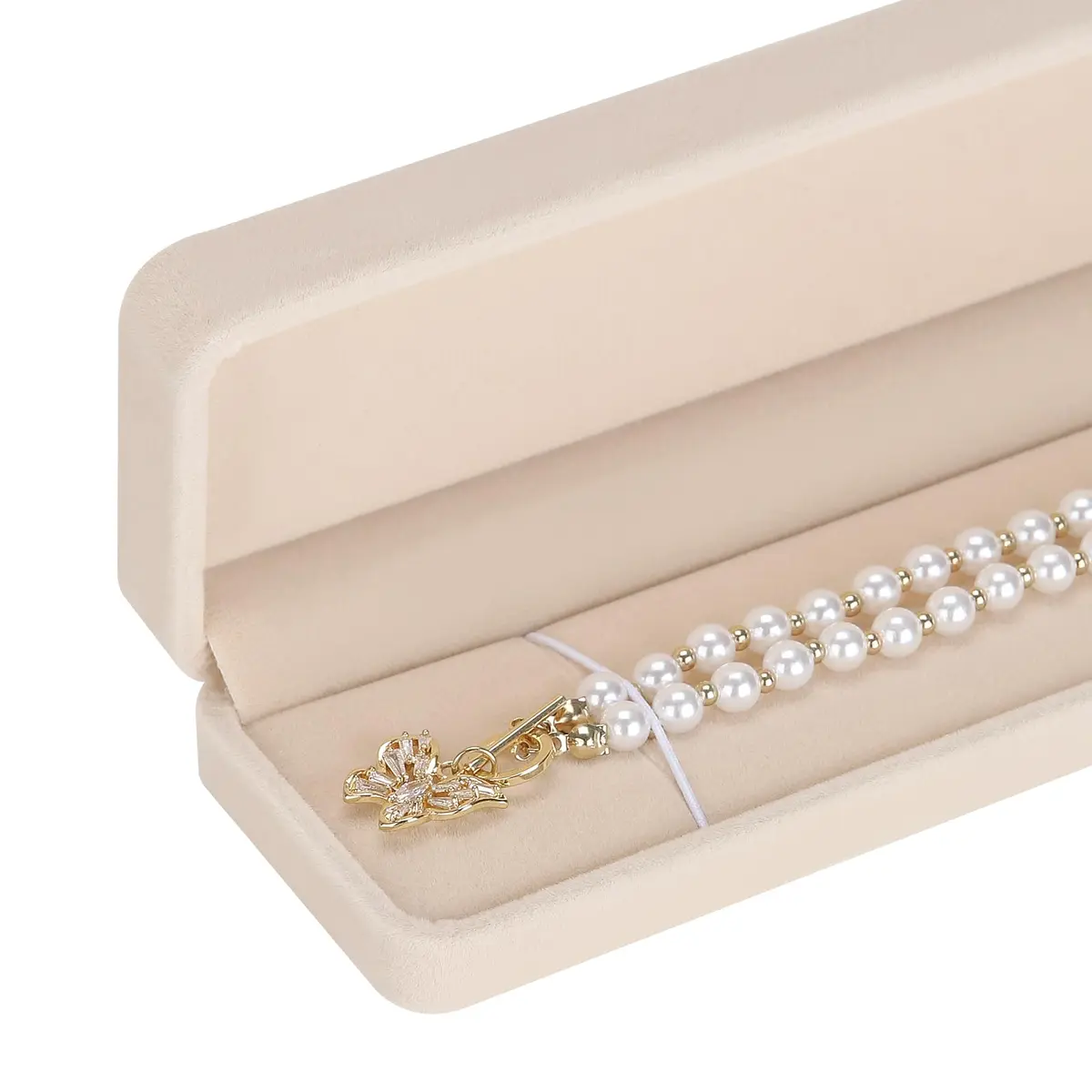 LETURE Velvet Bracelet Necklace Pendant Jewelry Box, Small Long Jewelry Watch Gift Box 22cm (8.6in) | Classic Design for Special Occasions - view 4