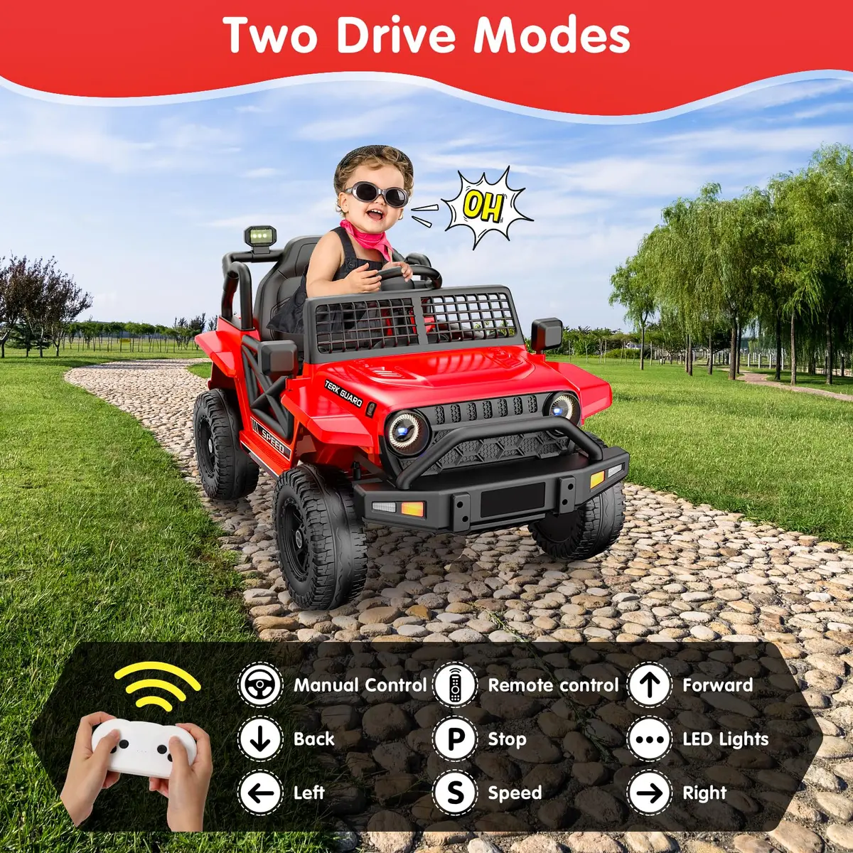 YunTopKids 12V Ride-On Toy Car for Kids | Remote Control, Bluetooth, 4-Wheel Suspension - view 3
