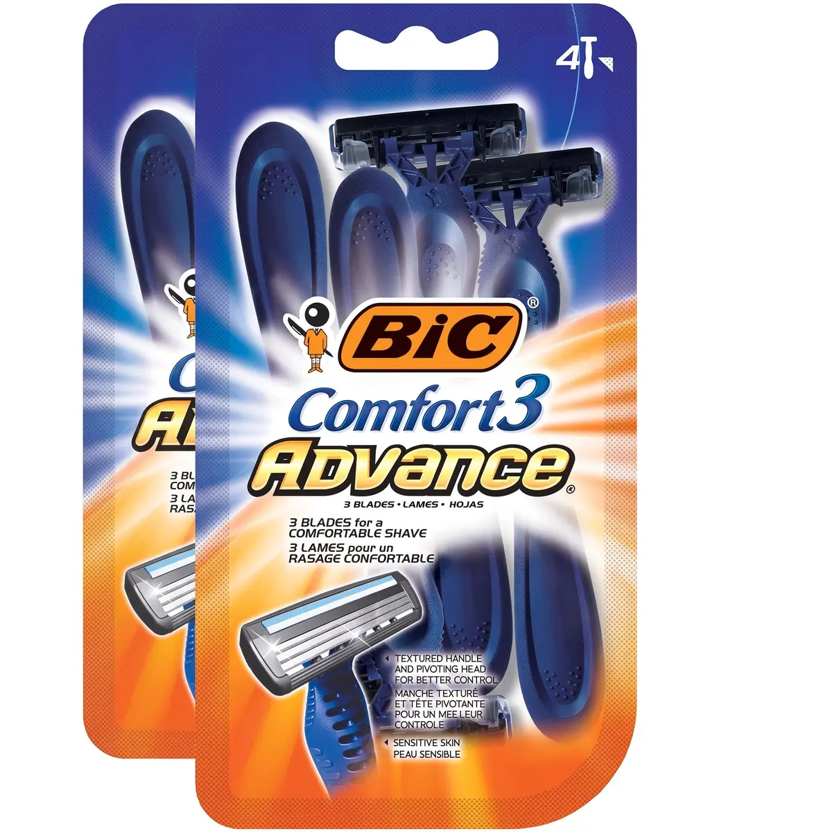 BIC Comfort 3 Advance Disposable Razors for Men | Ultra-Soothing Close Shave, 4 Piece Set - main product image