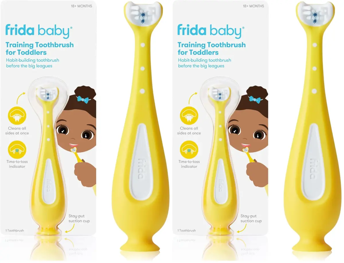 Frida Baby Training Toothbrush for Toddlers (Pack of 2) | Triple-Angle Bristles for Gentle Cleaning - main product image