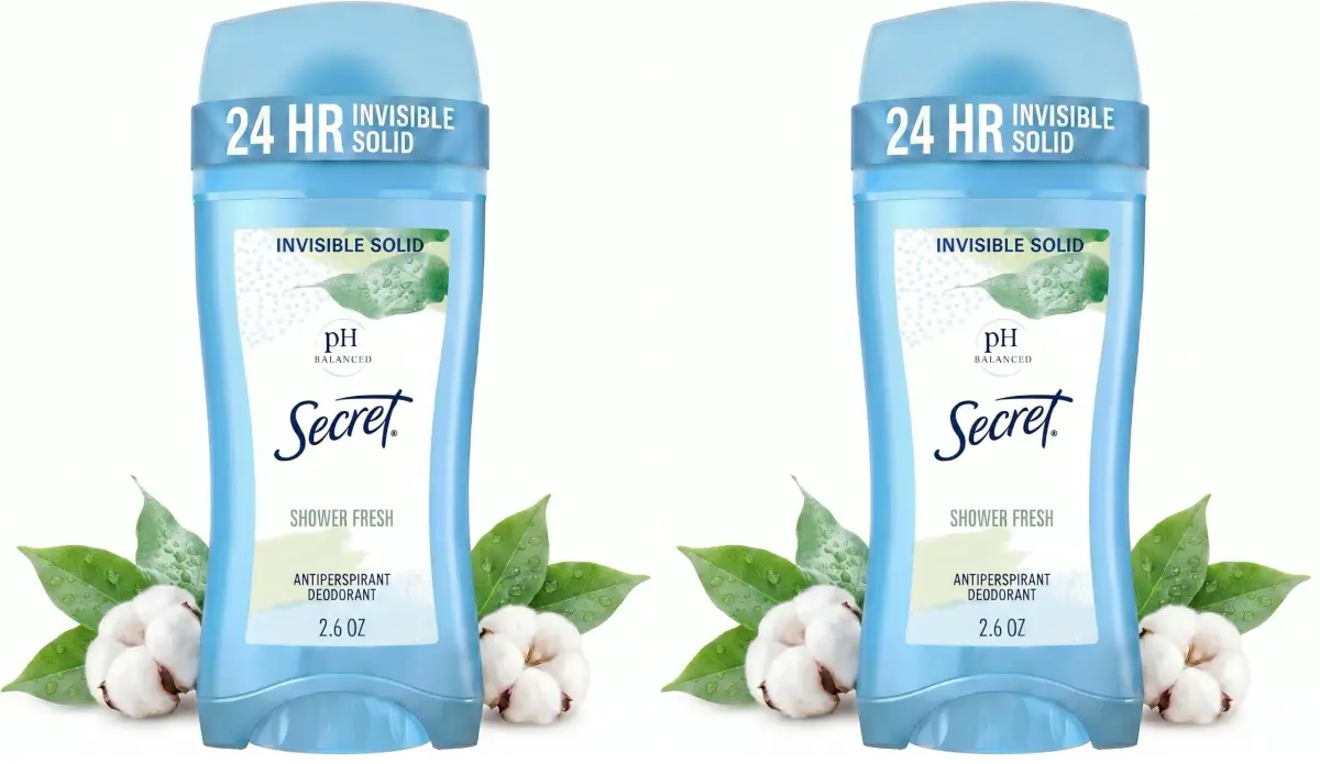 Secret Solid Antiperspirant Deodorant for Women, Shower Fresh Scent, Invisible, 5.2 oz (2 x 2.6 oz) | 24-Hour Sweat & Odor Protection - main product image