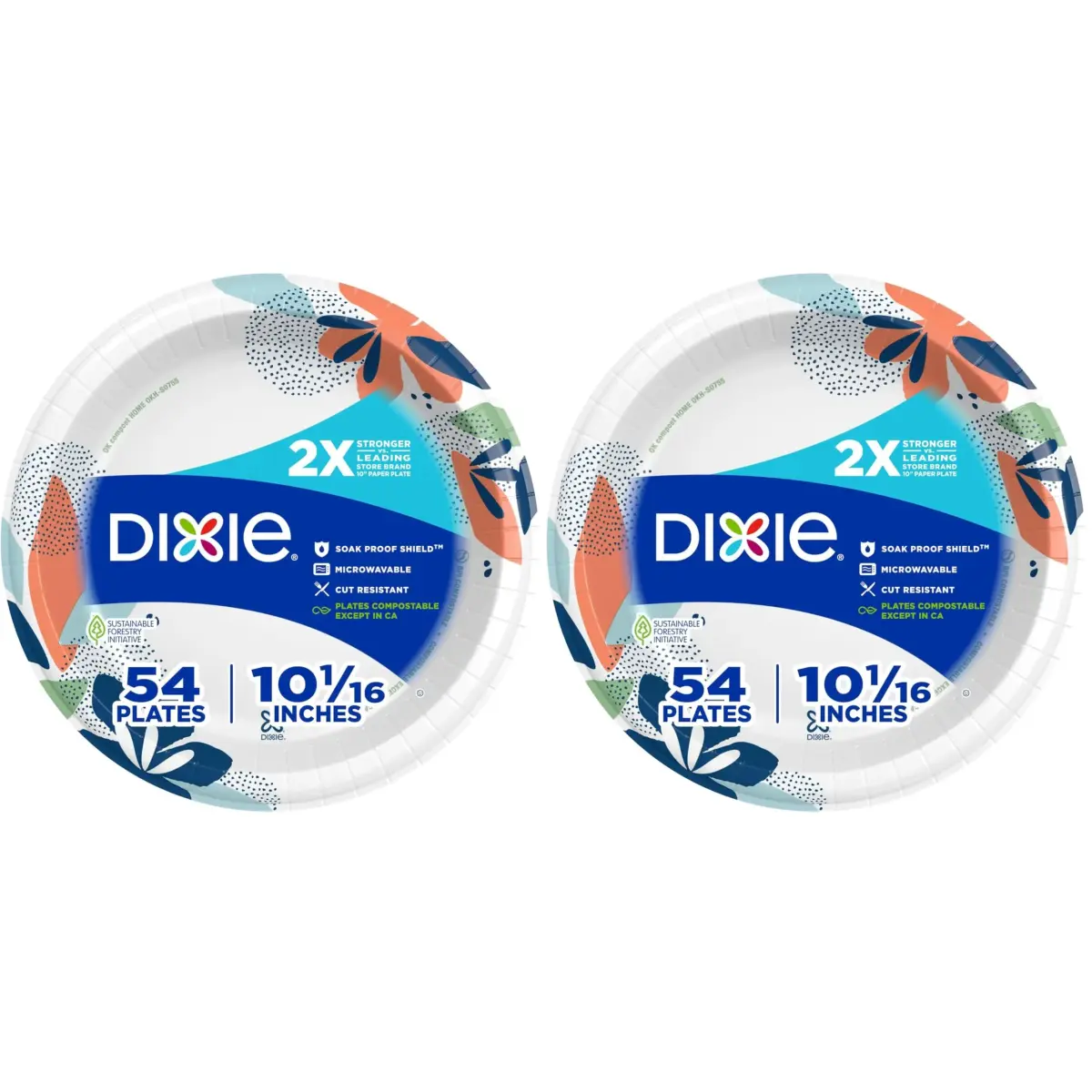 Dixie Large Paper Plates 10 Inch 108 Count (Pack of 2) | 2X Stronger Than Leading Store Brand - main product image