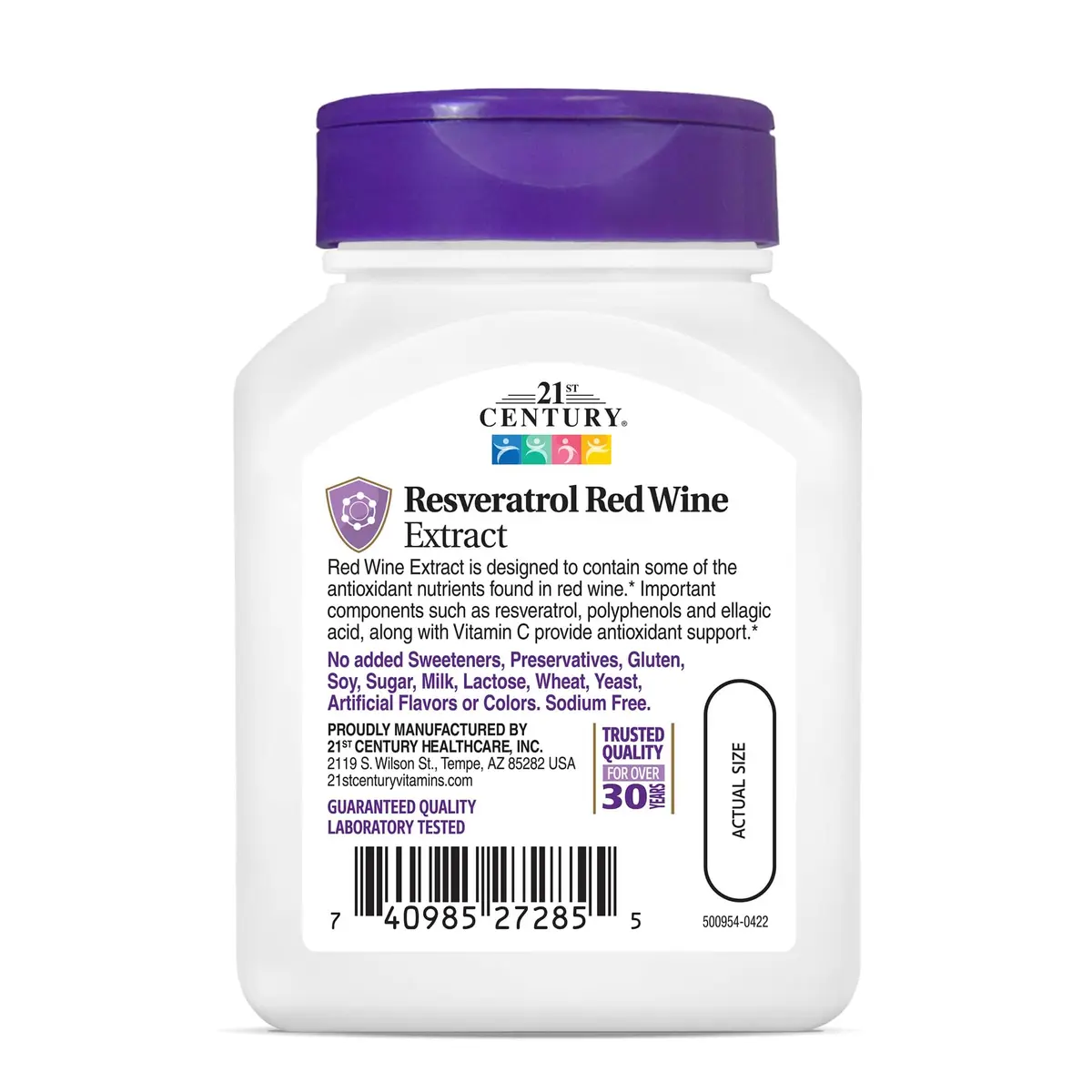21st Century Resveratrol Red Wine Extract Capsules | Antioxidant Support for Cellular Wellness (70-120 chars) - view 6