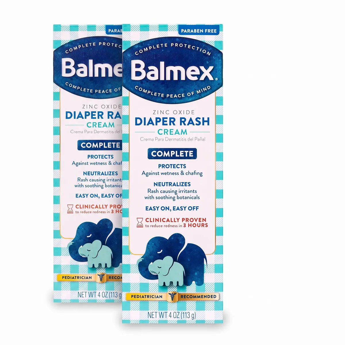 Balmex Complete Protection Baby Diaper Rash Cream with Zinc Oxide, 4 Ounce (Pack of 2) | Heals & Protects Baby Skin - main product image