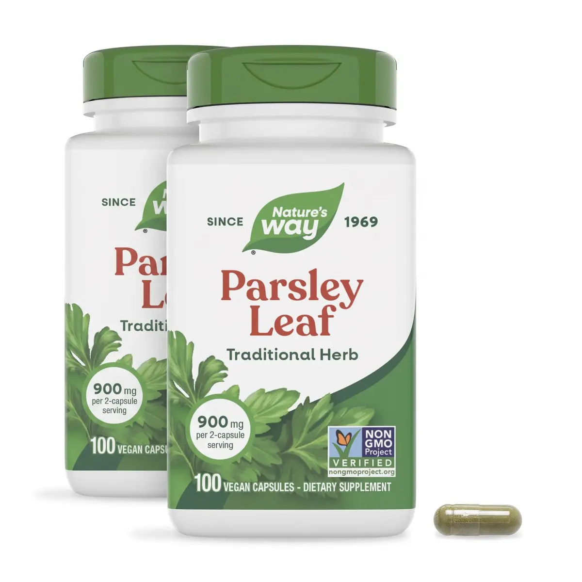 Nature's Way Herbal Parsley Leaf 100 Vegan Capsules Pack of 2 | Chlorophyll Source - main product image