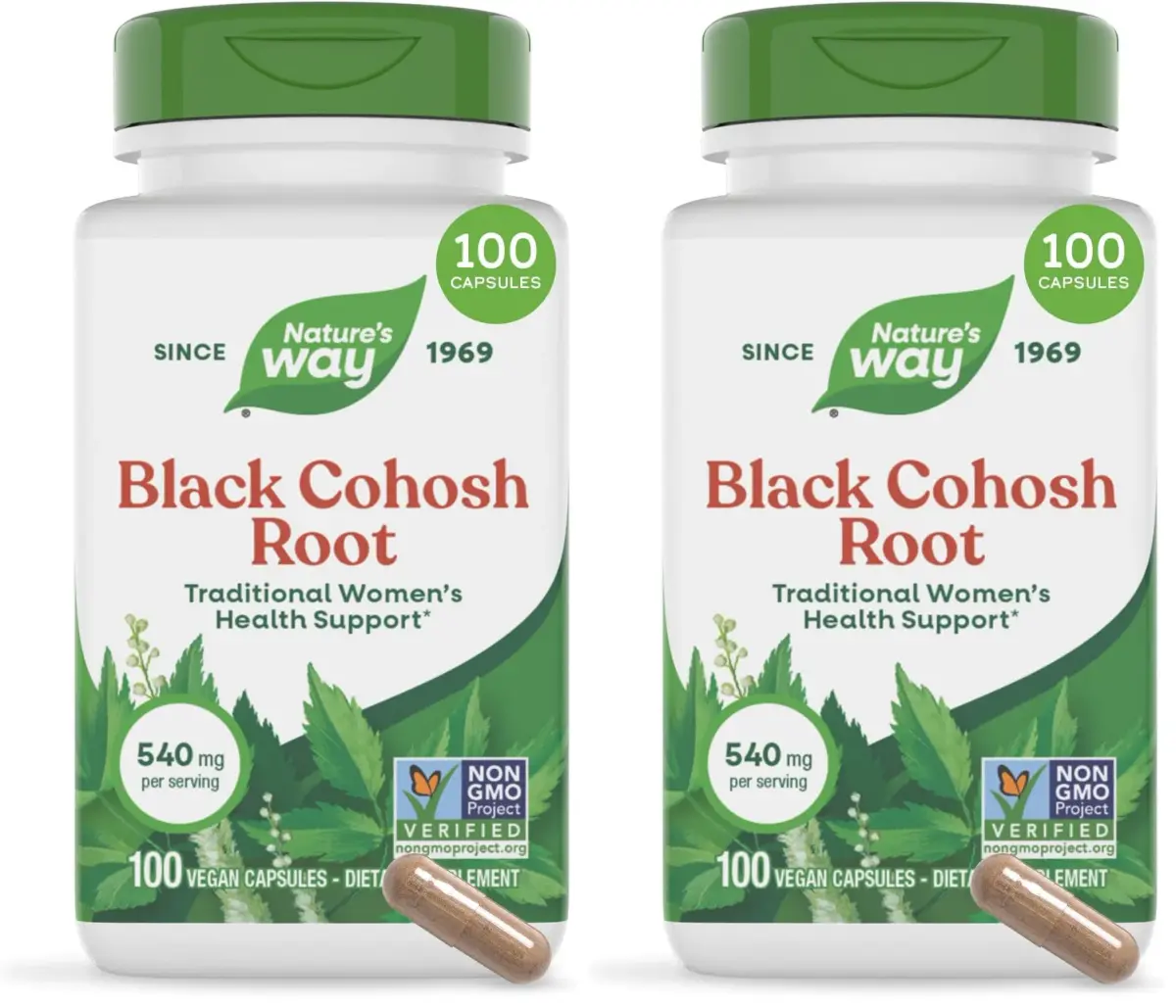 Nature's Way Black Cohosh Root Herbal Supplement 540 mg Vegan Capsules (200 Count) | Traditional Women's Health Support - main product image