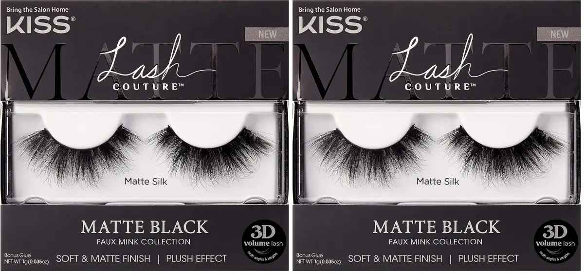 KISS Lash Couture Faux Mink 3D Matte False Eyelashes, Matte Silk, Pack of 2 | Lightweight, Reusable Strip Lashes - main product image