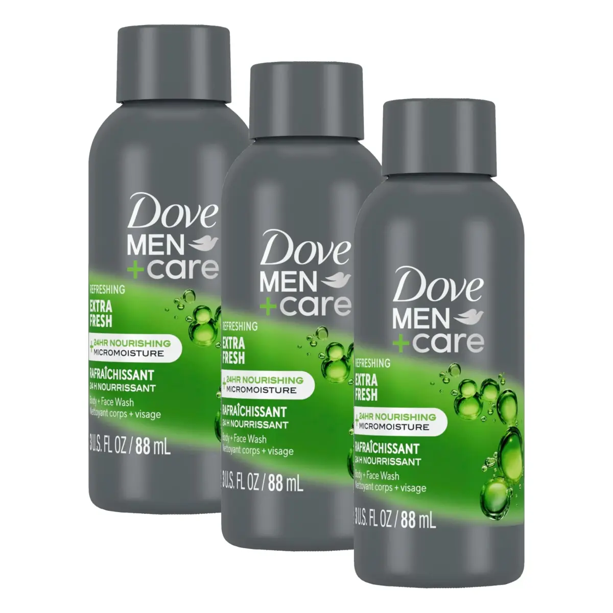 DOVE MEN + CARE Extra Fresh Body Wash 255ml (3 x 3 Fl Oz) | Hydrates Skin All Day - main product image