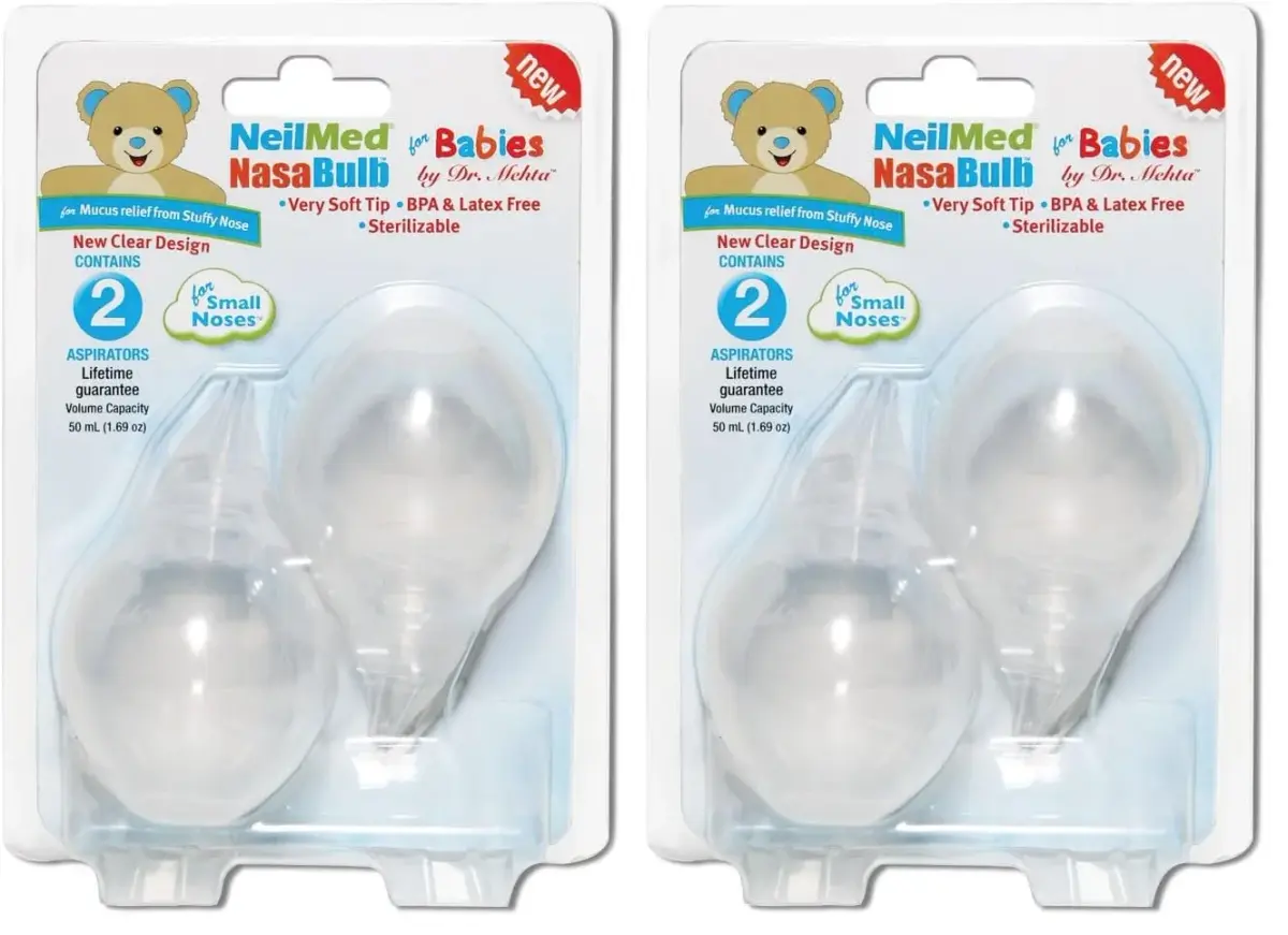 NeilMed NasaBulb Nasal Aspirator 2 Count (Pack of 2) | Gentle Mucus Removal for Babies - main product image