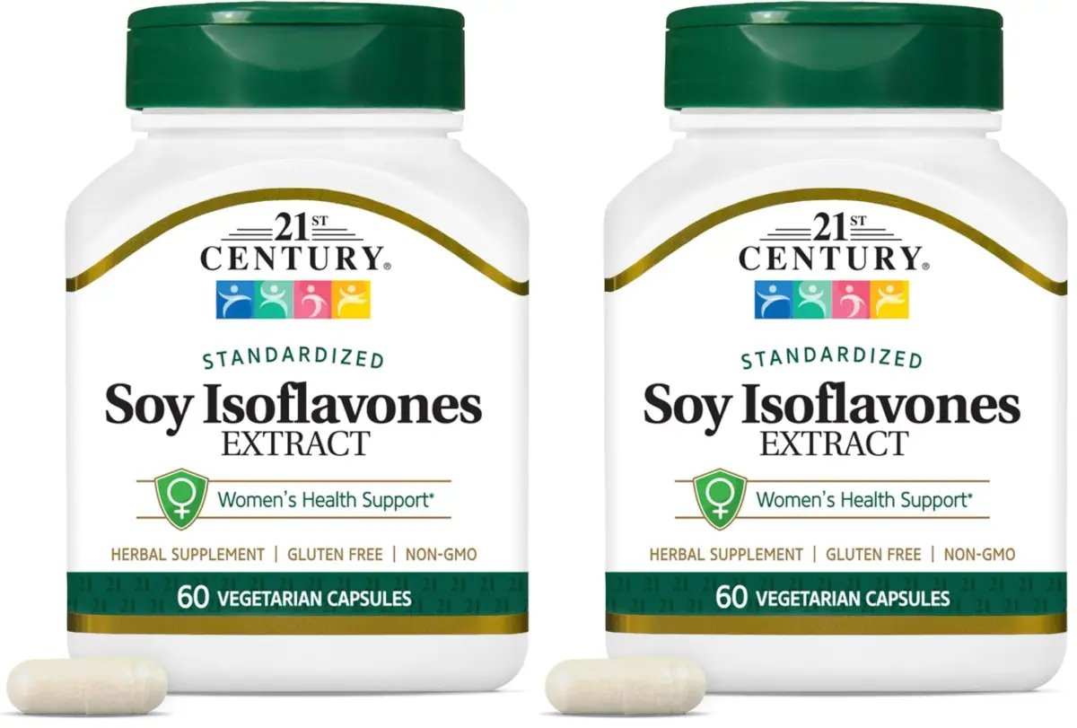 21st Century Soy Isoflavones Veg Capsules 120 Count (60 Count x 2) | Supports Menopausal Women, Heart & Bone Health - main product image