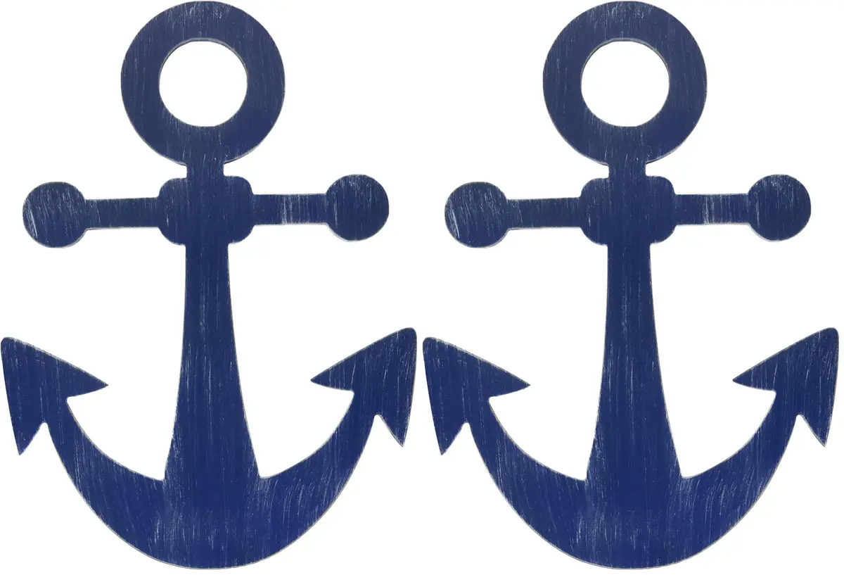 NoJo Little Love Separates Collection Anchor Shaped Wall Art, Navy (Pack of 2) | Nautical Nursery Decor - main product image