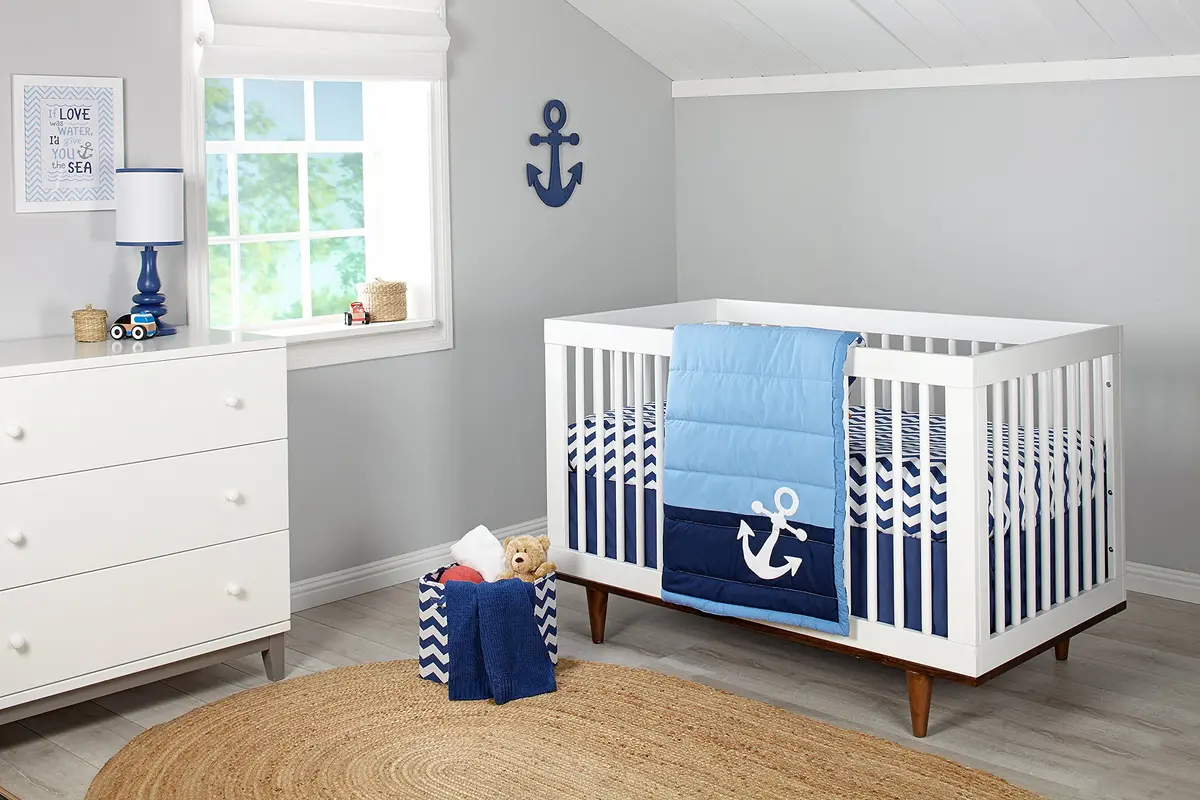NoJo Little Love Separates Collection Anchor Shaped Wall Art, Navy (Pack of 2) | Nautical Nursery Decor - view 3