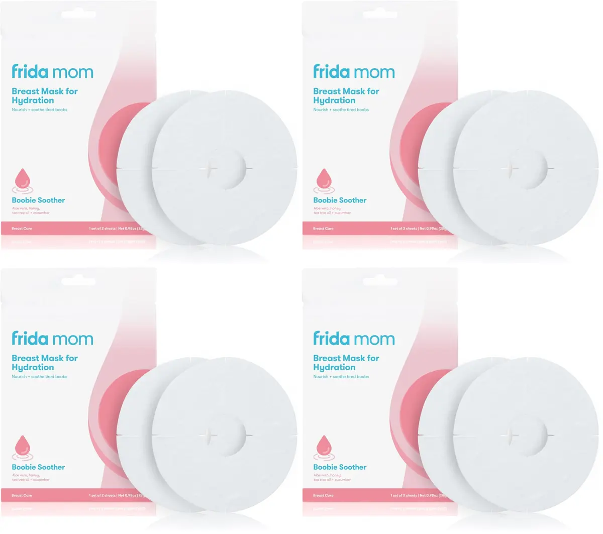 Frida Mom Hydration Packets for Breasts, 8 Sheet Masks | Soothe & Nourish Nipples with Aloe Vera, Honey, Tea Tree Oil, & Cucumber - main product image