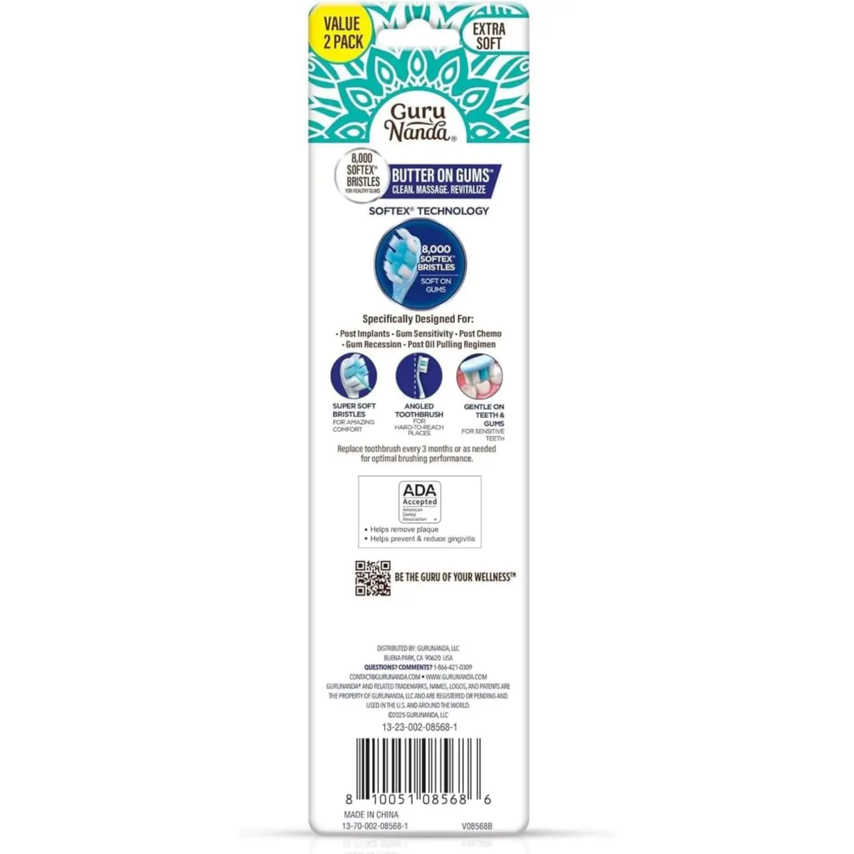 GuruNanda Butter on Gums Toothbrush 2 Ct (Pack of 2) | ADA Accepted Ultra Soft Bristles for Sensitive Gums - view 9