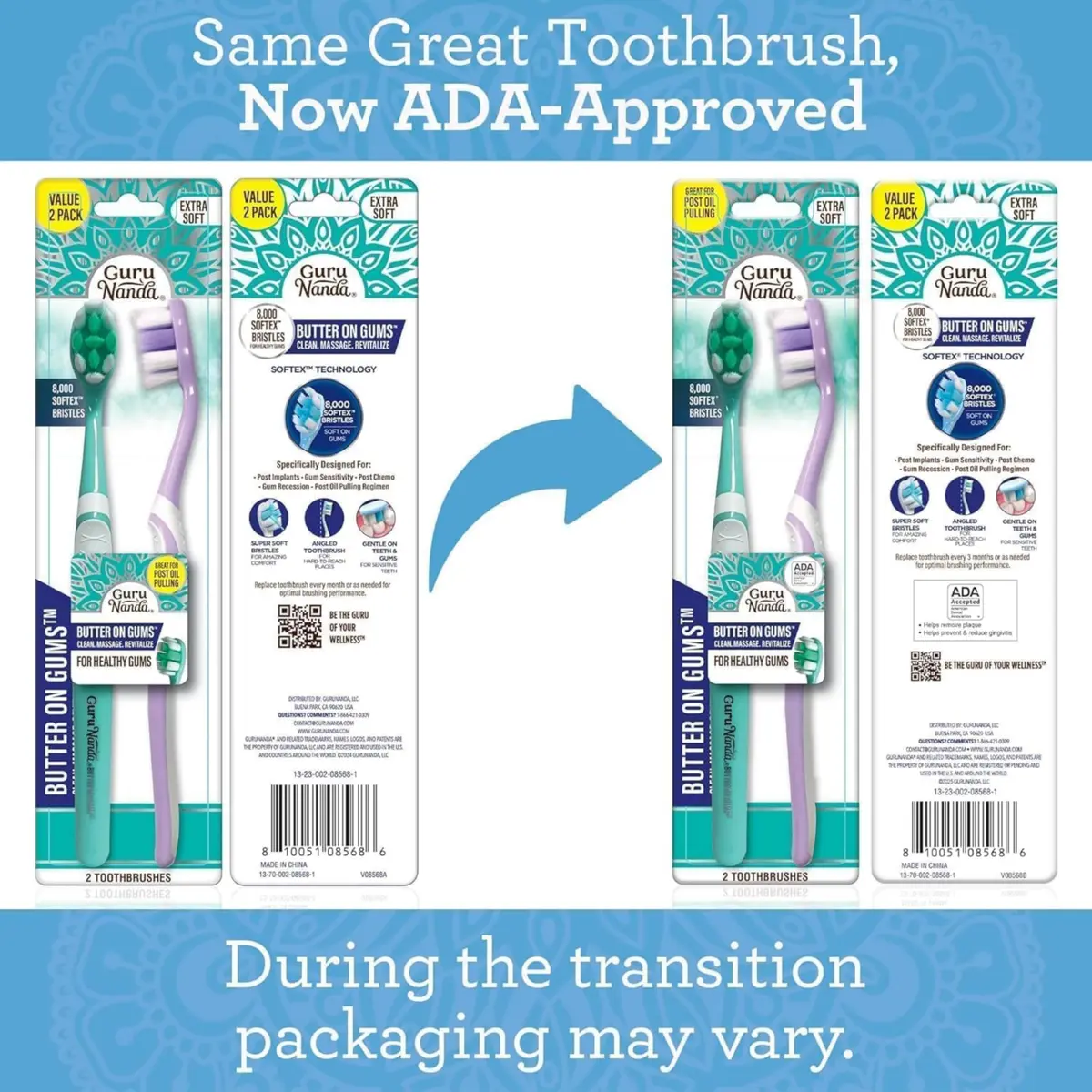 GuruNanda Butter on Gums Toothbrush 2 Ct (Pack of 2) | ADA Accepted Ultra Soft Bristles for Sensitive Gums - view 2