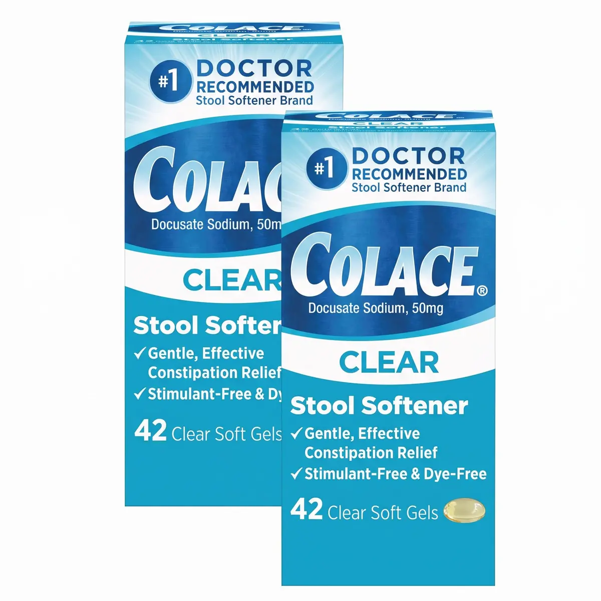 Colace Clear Stool Softener 50mg Soft Gels | Doctor Recommended Relief for Constipation in India - main product image