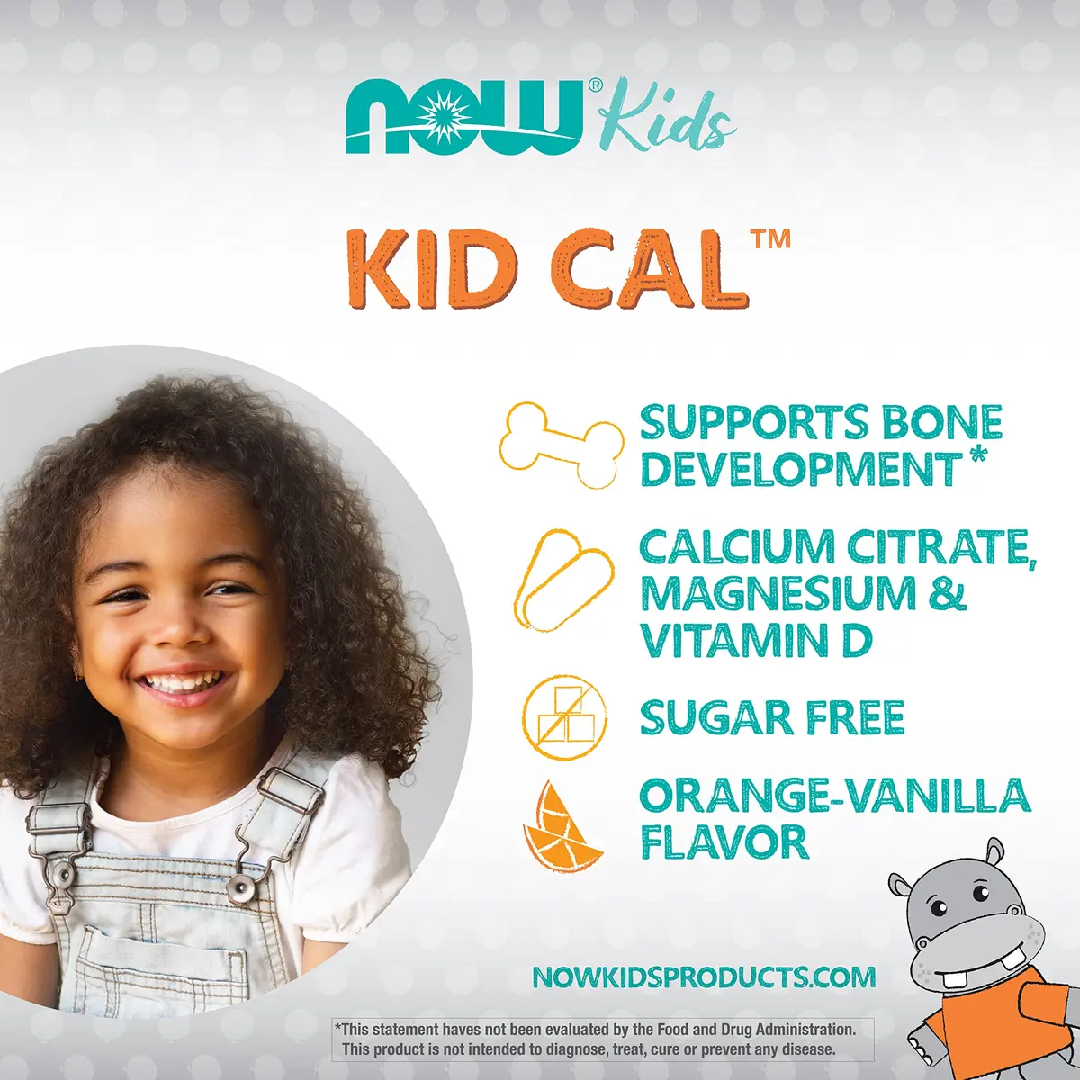 NOW Kid Cal Chewables Tart Orange 100 Chewables | Calcium, Magnesium & Vitamin D for Kids - view 4