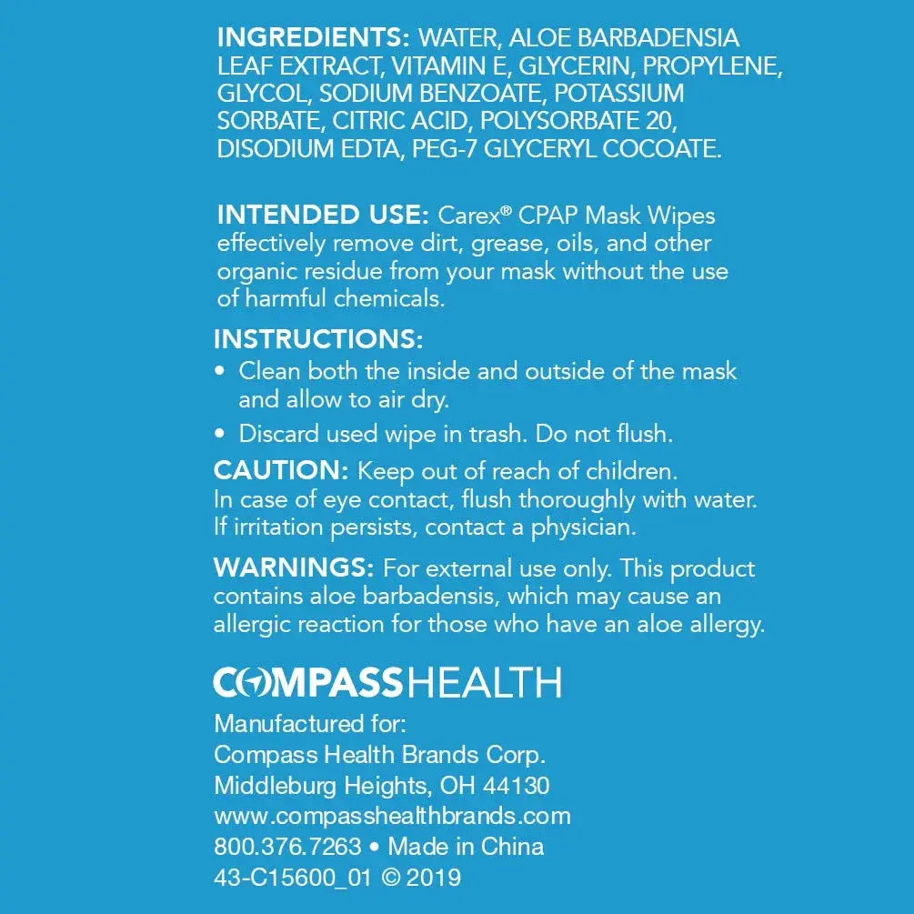 Carex CPAP Mask Wipes - 124 Count (Pack of 2) | Unscented, Hypoallergenic, Biodegradable - view 4