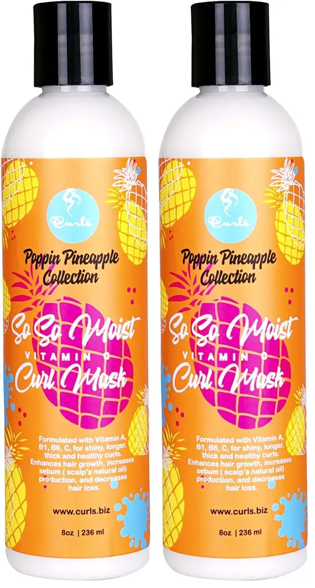Curls Poppin Pineapple Vitamin C Hair Mask 8oz (2 Pack) | Thickens & Moisturizes Curly Hair - main product image