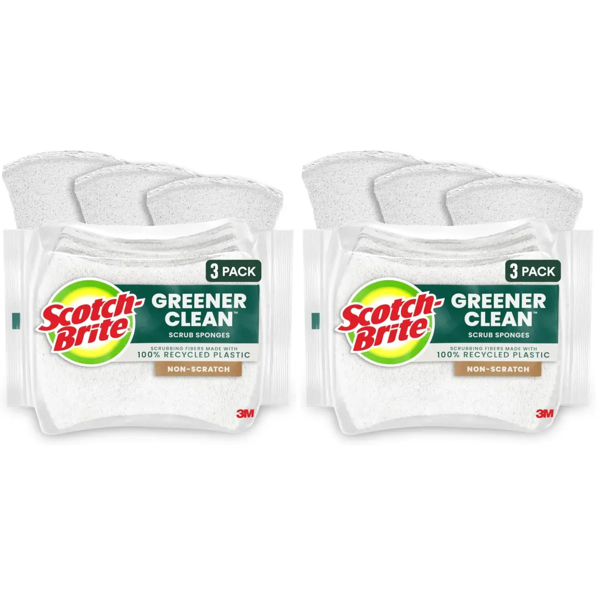 Scotch-Brite Greener Clean Non-Scratch Scrub Sponge 6-Pack | Sustainable Materials, Dishwasher Safe - main product image