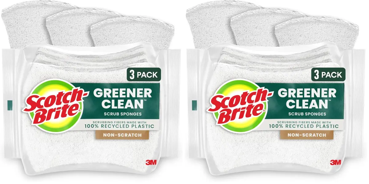 Scotch-Brite Greener Clean Non-Scratch Scrub Sponge 6-Pack | Sustainable Materials, Dishwasher Safe - main product image
