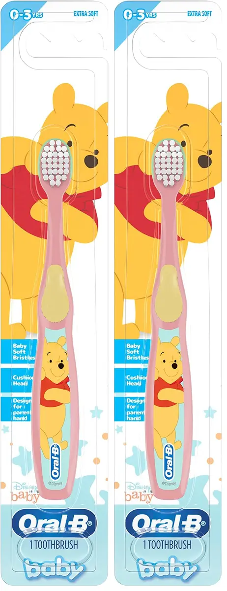 Oral-B Baby Toothbrush Featuring Disney's Pooh, Baby Soft Bristles, 0-3 Years, 2-Pack | Gentle Gum Care for Infants - main product image