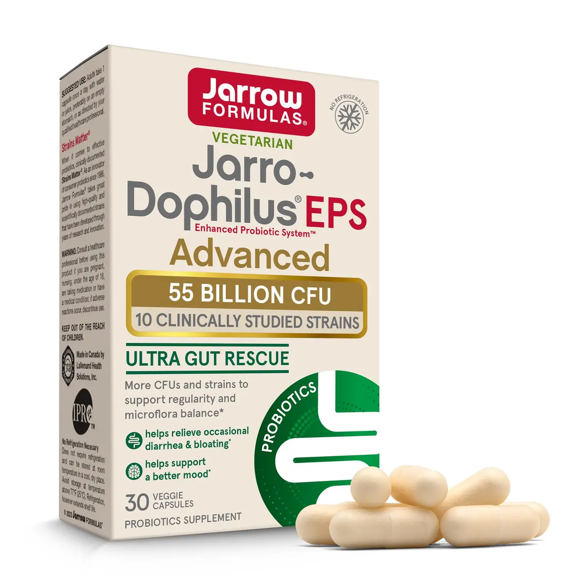Jarrow Jarro-Dophilus EPS Advanced Probiotic 30 Capsules | Digestive & Gut Support, Vegetarian, Room Temp Stable - main product image
