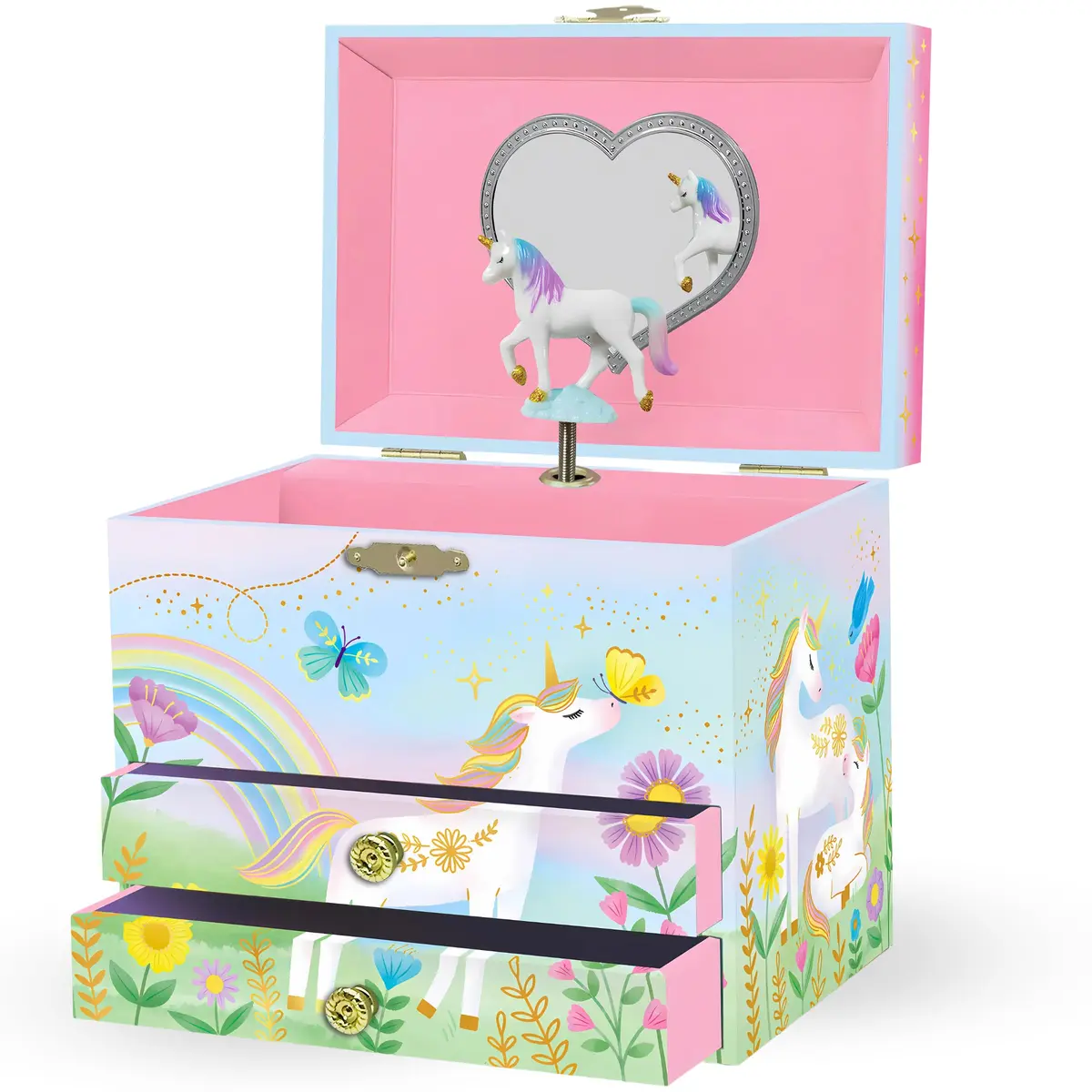Giggle & Honey Musical Unicorn Jewelry Box for Girls | 6.8 x 5.3 x 6 in | Durable Pine Fiberboard - main product image