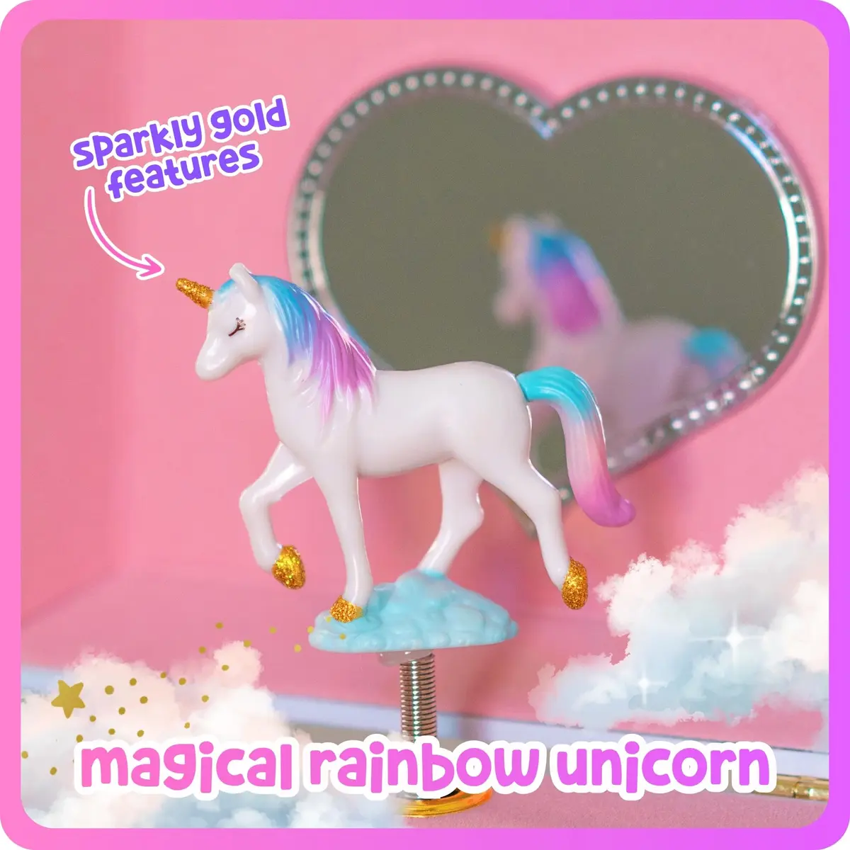Giggle & Honey Musical Unicorn Jewelry Box for Girls | 6.8 x 5.3 x 6 in | Durable Pine Fiberboard - view 4