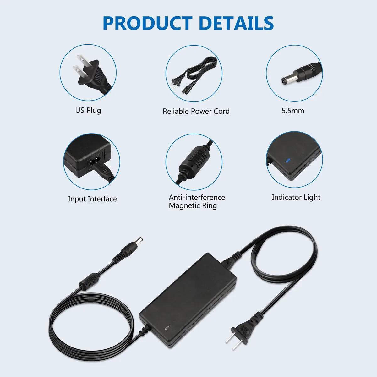 FNKTQL 24V Power Supply Adapter 3M Cable | Powers Logitech G920 G29 G923 Racing Wheels - view 5