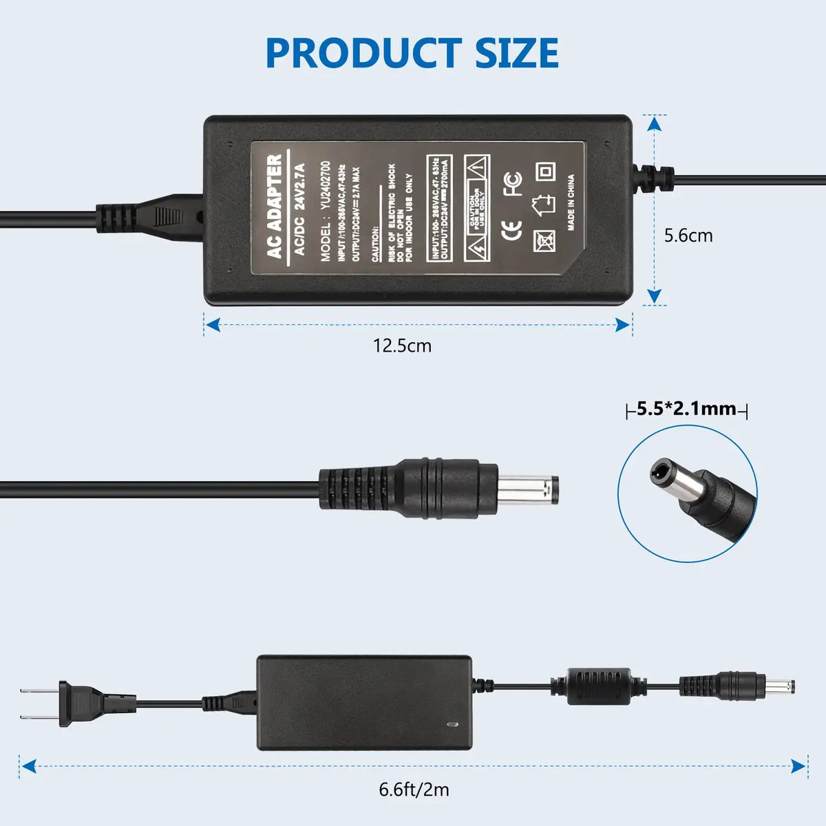 FNKTQL 24V Power Supply Adapter 3M Cable | Powers Logitech G920 G29 G923 Racing Wheels - view 3