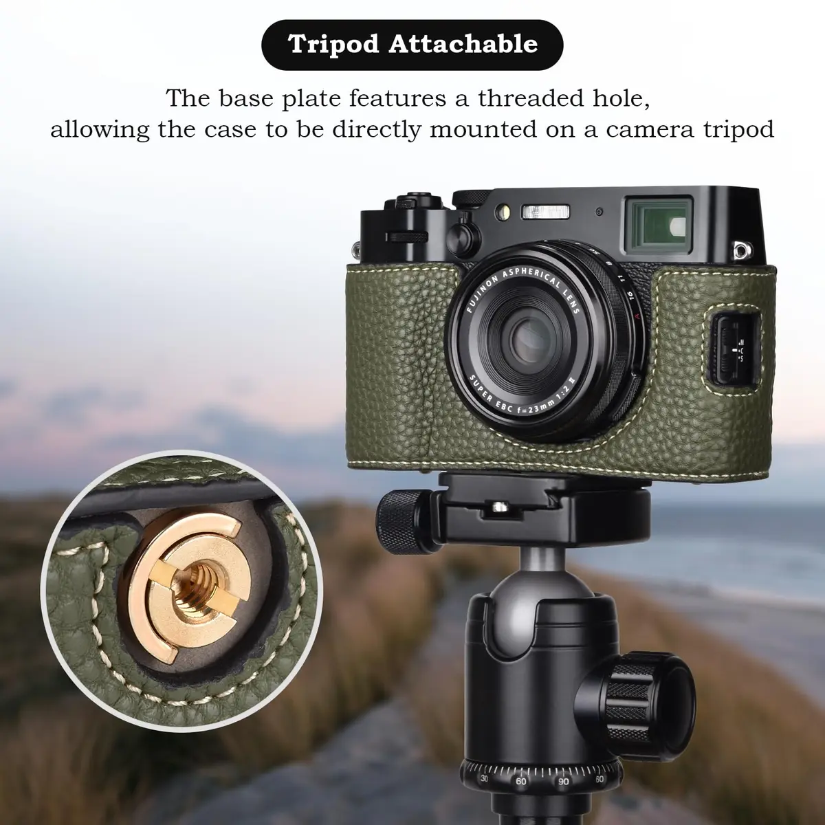 VOVMOEYA Camera Case for Fujifilm X100VI | PU Leather Full Body Protective Cover with Detachable Top & Strap - view 5