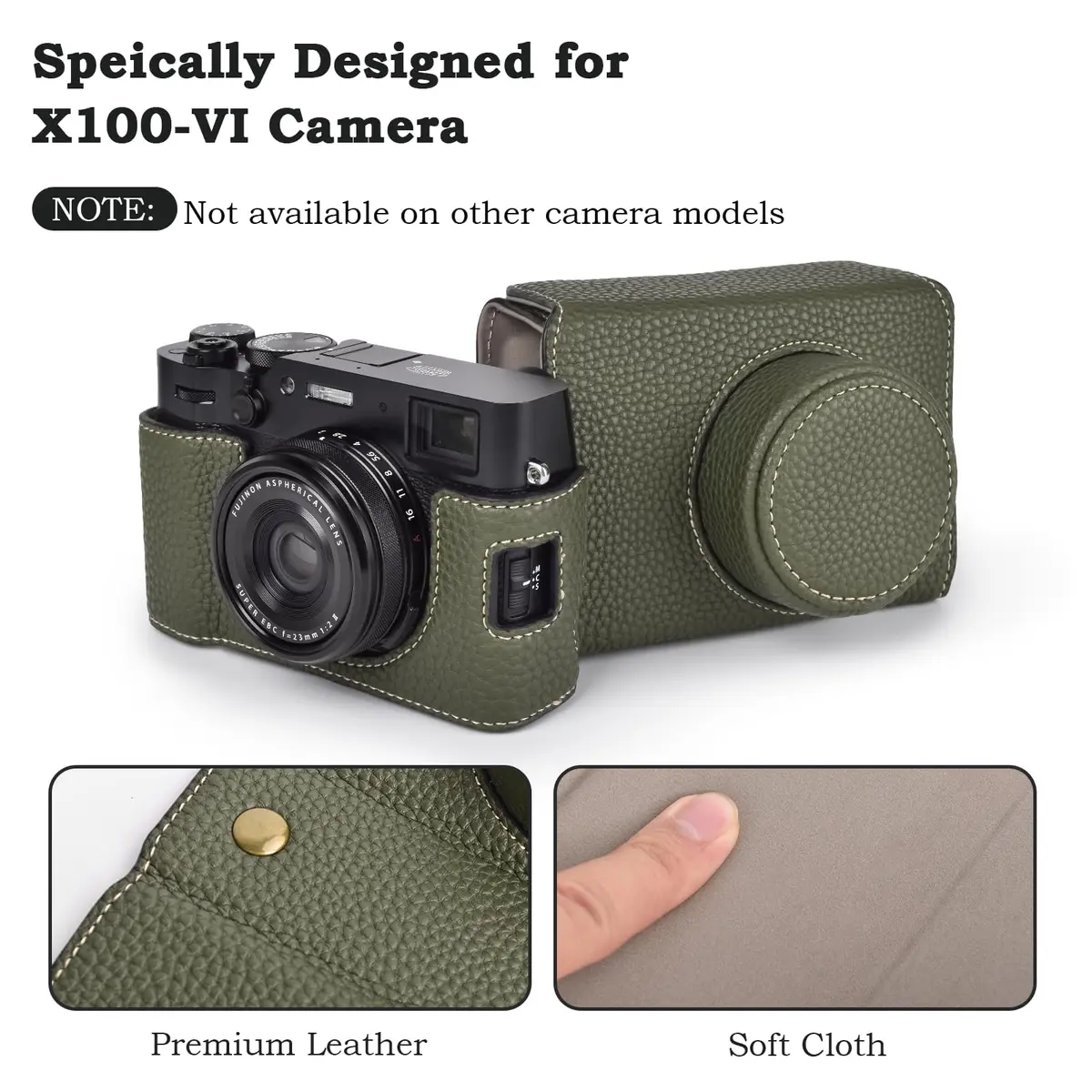 VOVMOEYA Camera Case for Fujifilm X100VI | PU Leather Full Body Protective Cover with Detachable Top & Strap - view 2