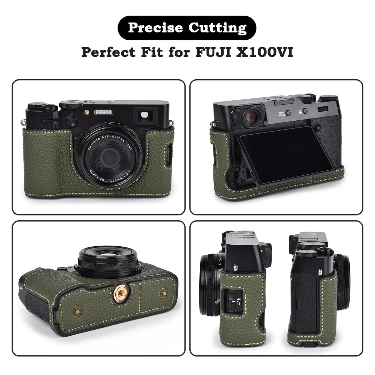 VOVMOEYA Camera Case for Fujifilm X100VI | PU Leather Full Body Protective Cover with Detachable Top & Strap - view 3