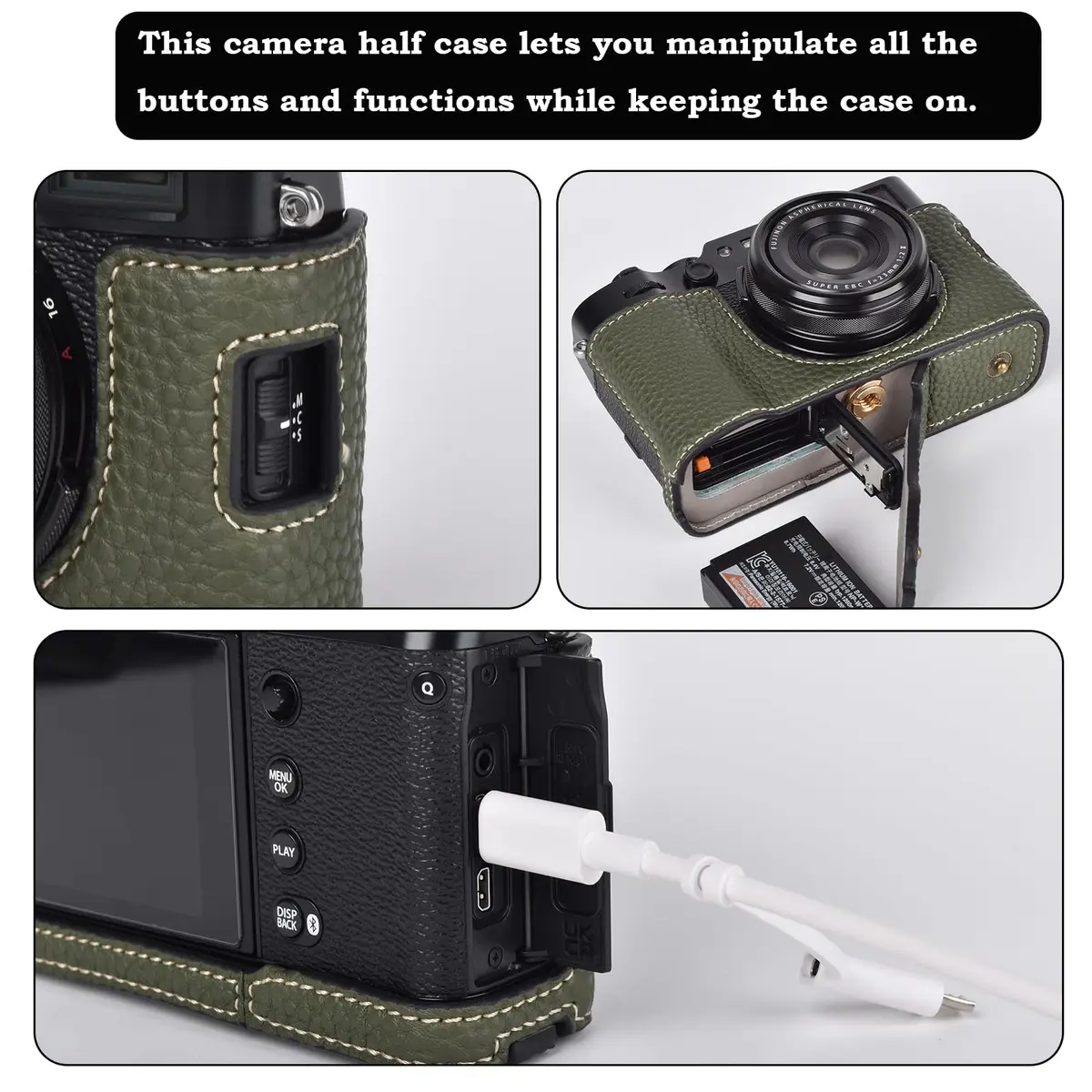 VOVMOEYA Camera Case for Fujifilm X100VI | PU Leather Full Body Protective Cover with Detachable Top & Strap - view 4