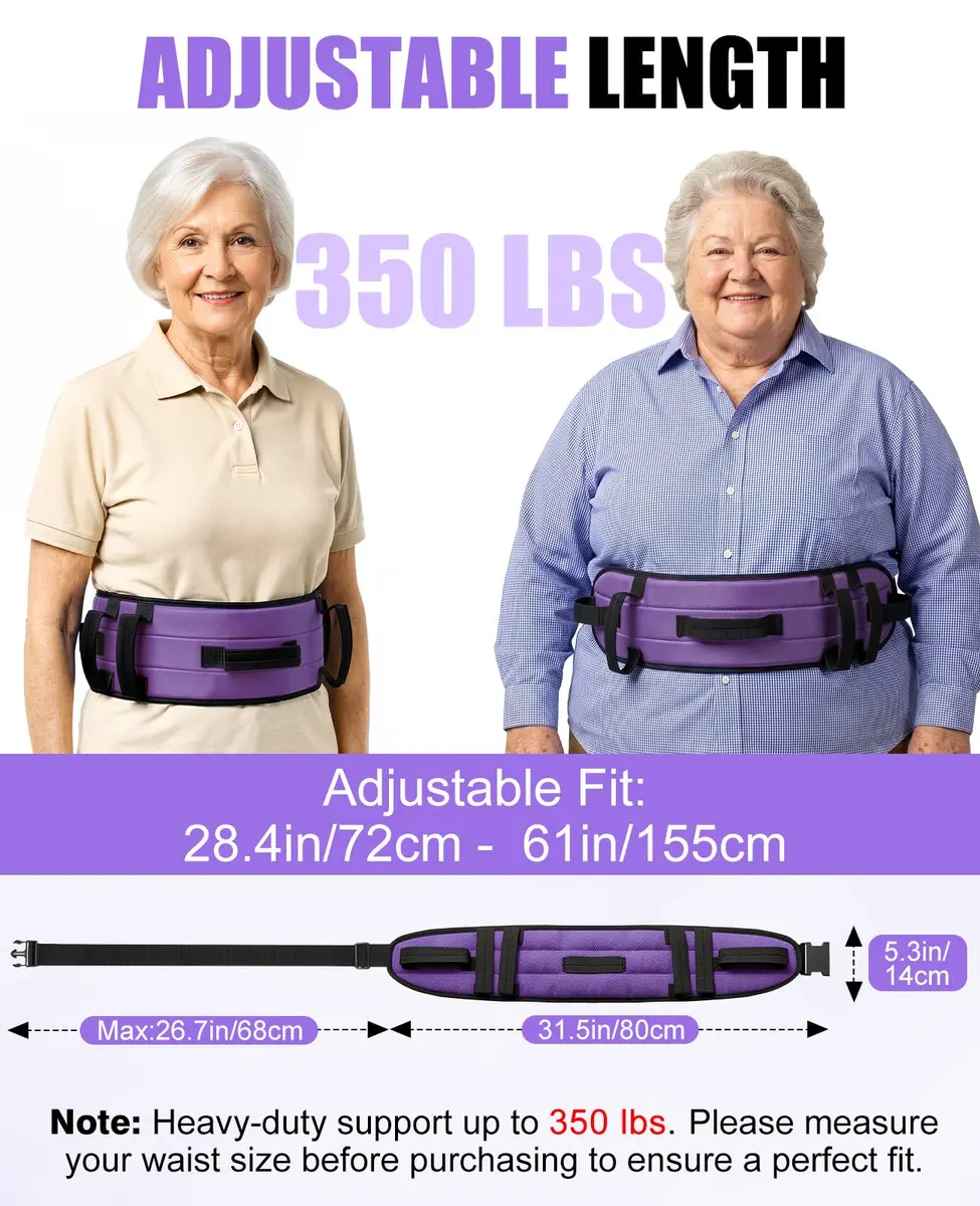 Rhino Valley Gait Belt 150cm (59in) with 7 Handles | Durable Elderly Transfer Support - view 2