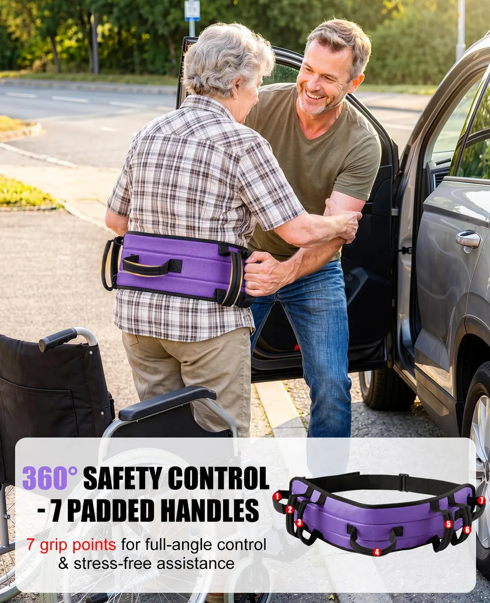 Rhino Valley Gait Belt 150cm (59in) with 7 Handles | Durable Elderly Transfer Support - view 3