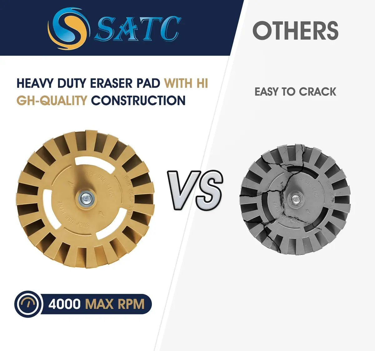 S SATC Eraser Wheel 4 Inch Decal Remover Eraser Wheel 2 Pack | Heavy Duty Rubber for Paint Safe Sticker Removal - view 3